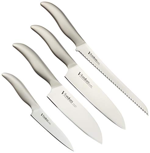 Shimomura Verdun Set of 4│Santoku, Chef's knife, Petty, Bread slicer OVD-100 Niigata Tsubamesanjo - Kitchen DIY Tokyo