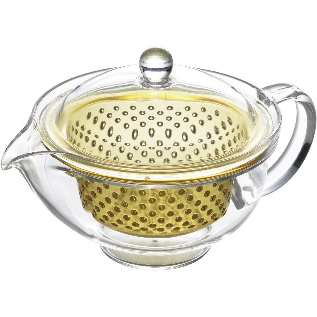 Akebono Teapot 9.5 oz 280 ml Clear Yellow Infuser Strainer TW-3715 Made in Japan - Kitchen DIY Tokyo